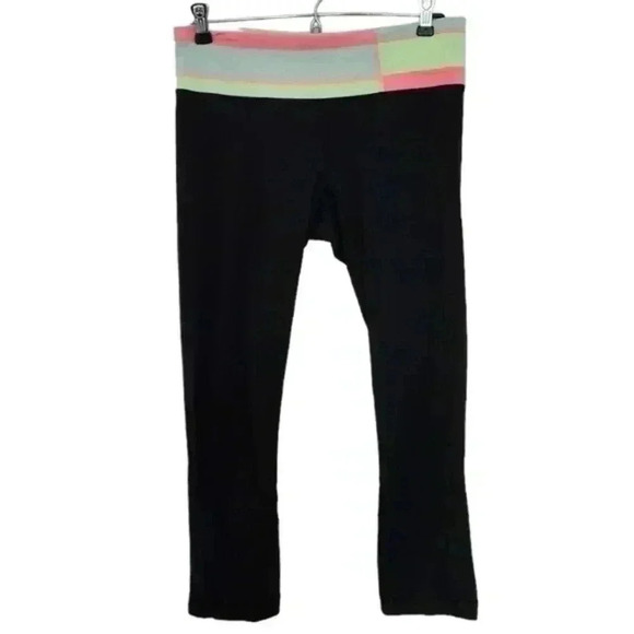 Lululemon Run: Inspire Crop II Black / Quilt Vintage Neon Black Green Pink Women - Picture 2 of 15